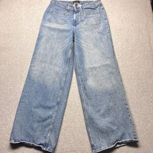 Free Assembly Womens Super High Wide Leg Jeans Light Wash Blue Size 14